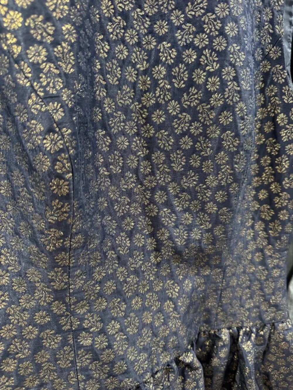 J. Crew Navy Metallic Floral Fit-and-Flare Dress